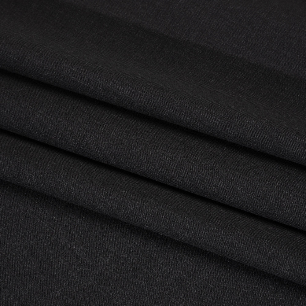 Stretch Wool Suiting - Heathered Black - Deadstock