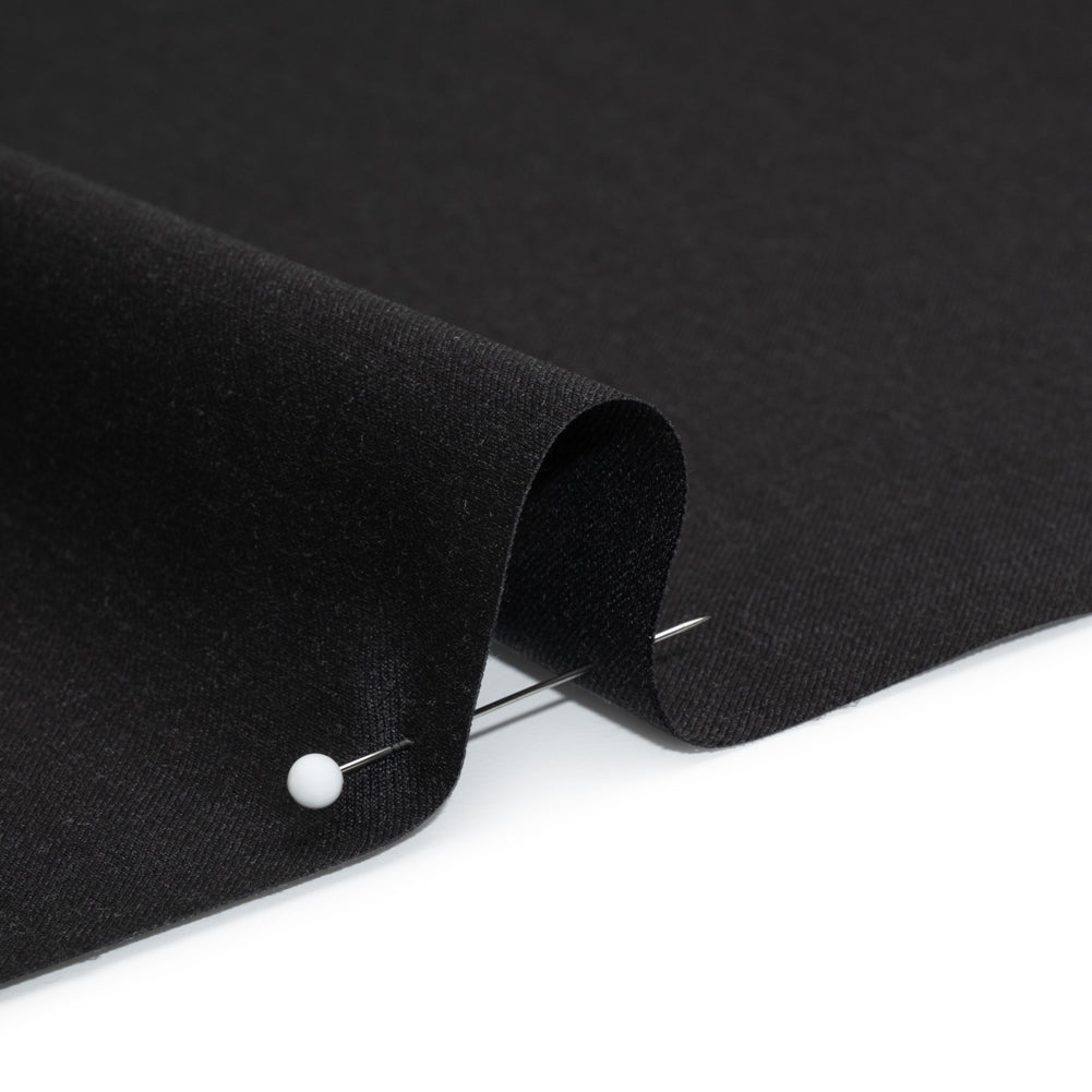 Stretch Wool Suiting - Heathered Black - Deadstock