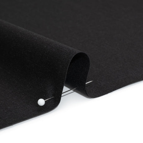 Stretch Wool Suiting - Heathered Black - Deadstock