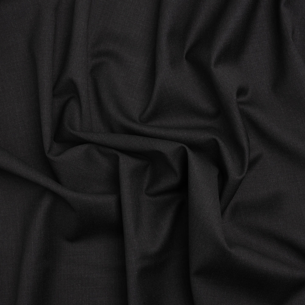 Stretch Wool Suiting - Heathered Black - Deadstock