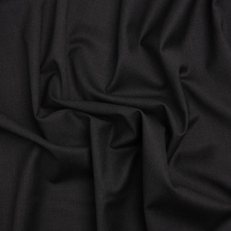 Stretch Wool Suiting - Heathered Black - Deadstock