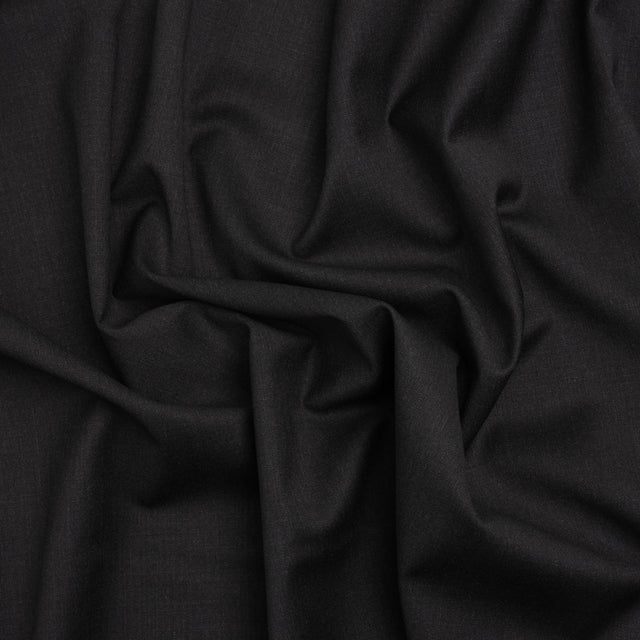 Stretch Wool Suiting - Heathered Black - Deadstock