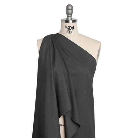 Wool Blend Twill Suiting - Heathered Cool Gray - Deadstock