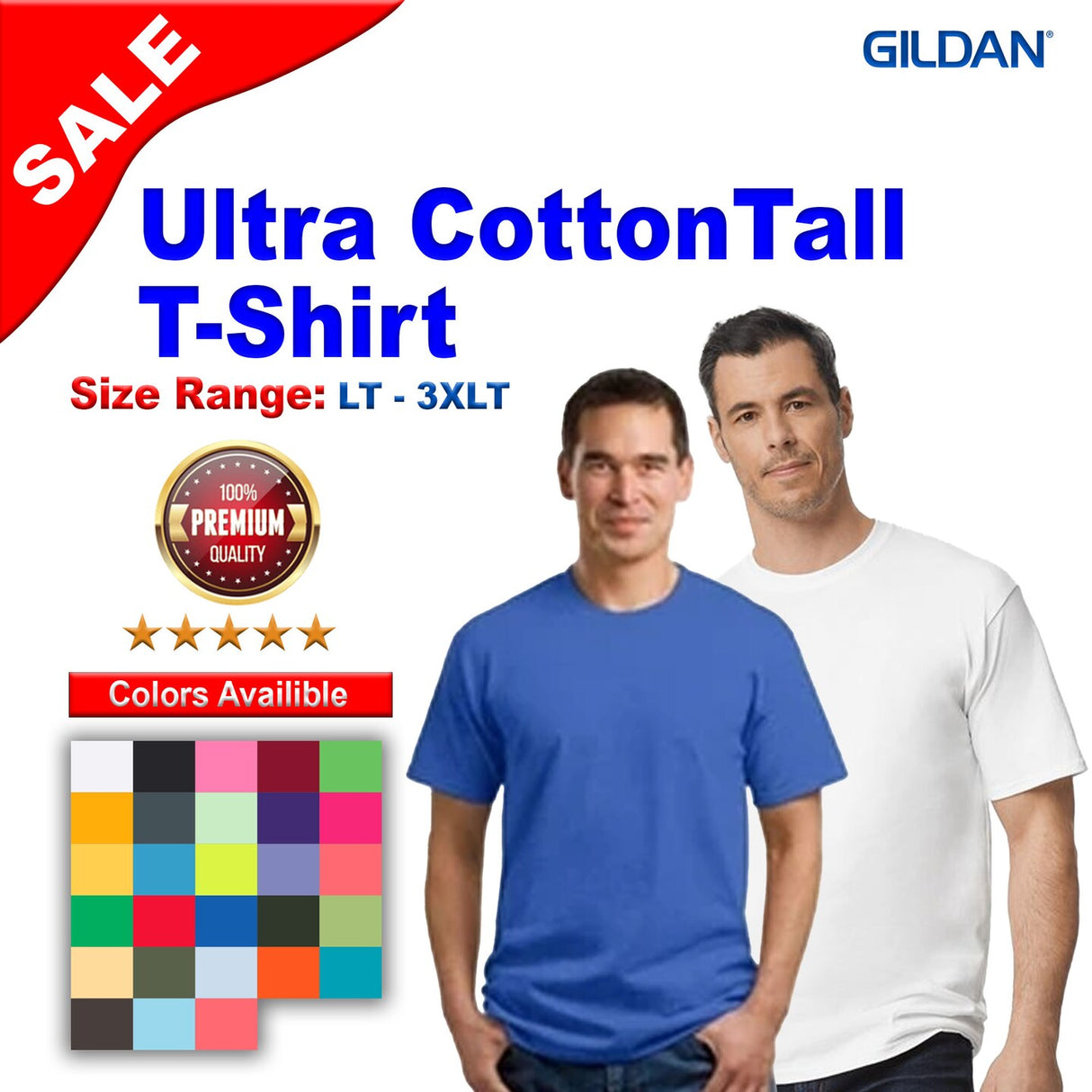 Gildan® Ultra Cotton Tall Crewneck Short Sleeve T-Shirt