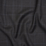 Wool Suiting - Gray and Blue Windowpane Check - Deadstock