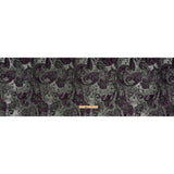 Flowers and Curls Luxury Brocade - Metallic Plum Purple, Sage Green and Gray