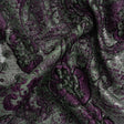 Flowers and Curls Luxury Brocade - Metallic Plum Purple, Sage Green and Gray