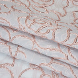 Rose Outlines Cutwork Luxury Brocade - Metallic Rose Gold and Pale Blue Gray