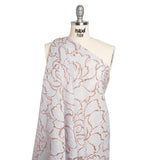 Rose Outlines Cutwork Luxury Brocade - Metallic Rose Gold and Pale Blue Gray