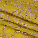Rose Outlines Cutwork Luxury Brocade - Metallic Gold and Sunshine Yellow