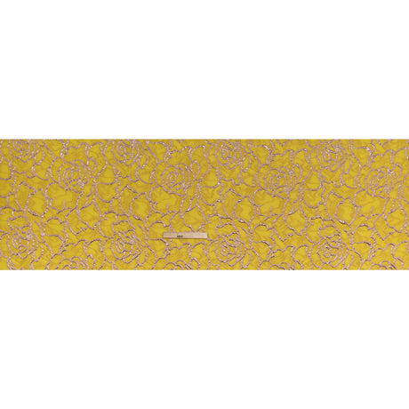 Rose Outlines Cutwork Luxury Brocade - Metallic Gold and Sunshine Yellow