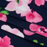 Stretch Rayon Jersey - Navy, Pink and Green Floral - Deadstock