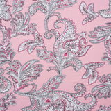 Stretch Rayon Jersey - Pink and Gray Jacobean Floral - Deadstock