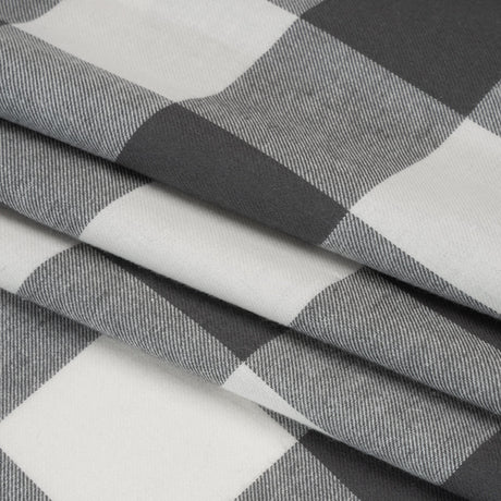 Lightweight Cotton Twill - Off White and Charcoal Gray Buffalo Check - Deadstock