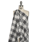 Lightweight Cotton Twill - Off White and Charcoal Gray Buffalo Check - Deadstock