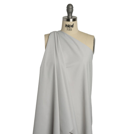 Stretch Textured Polyester Woven - Chalk Gray - Deadstock
