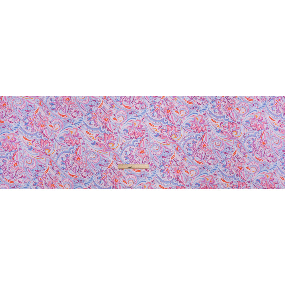 Stretch Rayon Jersey - Pink, Purple, and Periwinkle Paisley - Deadstock