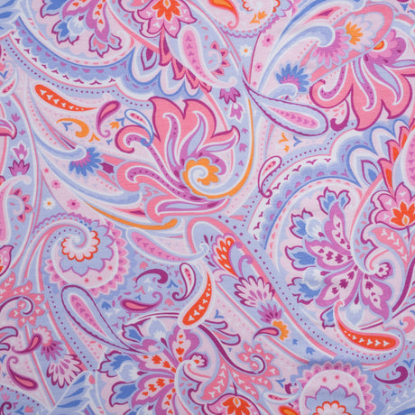 Stretch Rayon Jersey - Pink, Purple, and Periwinkle Paisley - Deadstock