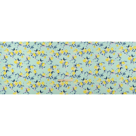 Stretch Rayon Jersey - Mint, Teal and Yellow Lemons on Trees - Deadstock