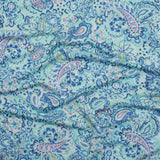 Stretch Rayon Jersey - Mint Green, Blue and Pink Paisley - Deadstock