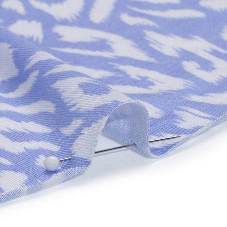 Stretch Rayon Jersey - Periwinkle and White Animal Spots - Deadstock
