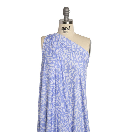 Stretch Rayon Jersey - Periwinkle and White Animal Spots - Deadstock