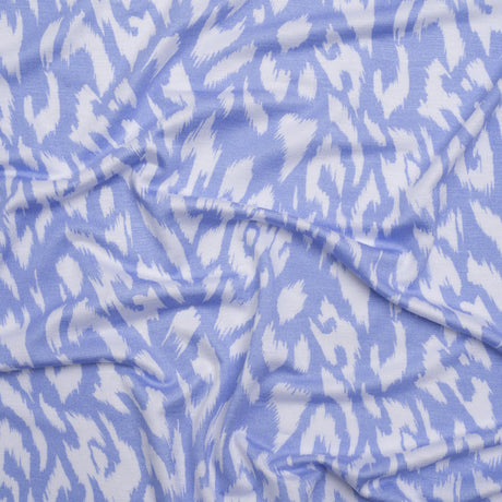 Stretch Rayon Jersey - Periwinkle and White Animal Spots - Deadstock