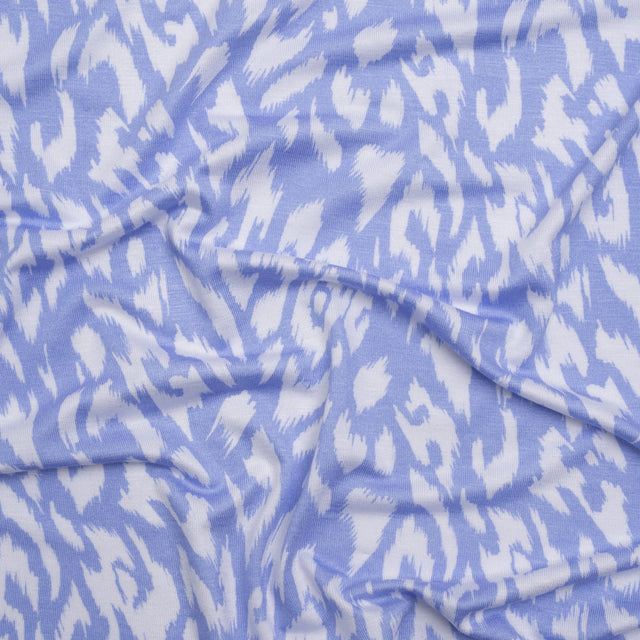 Stretch Rayon Jersey - Periwinkle and White Animal Spots - Deadstock