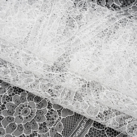 Re-Embroidered Chantilly Lace - White Ornate Floral