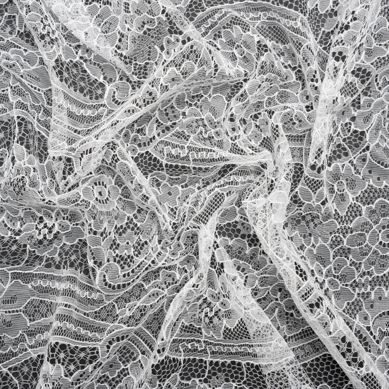 Re-Embroidered Chantilly Lace - White Ornate Floral
