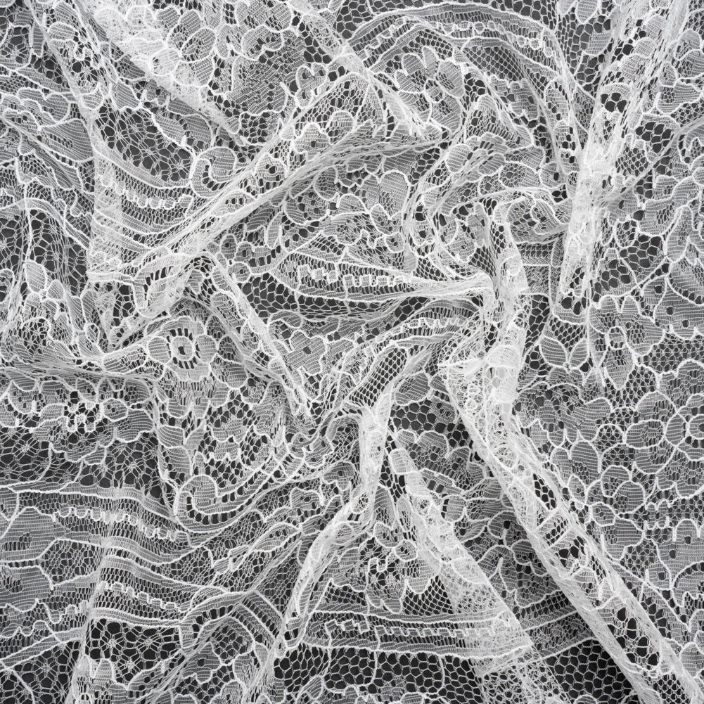 Re-Embroidered Chantilly Lace - White Ornate Floral