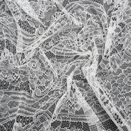 Re-Embroidered Chantilly Lace - White Ornate Floral