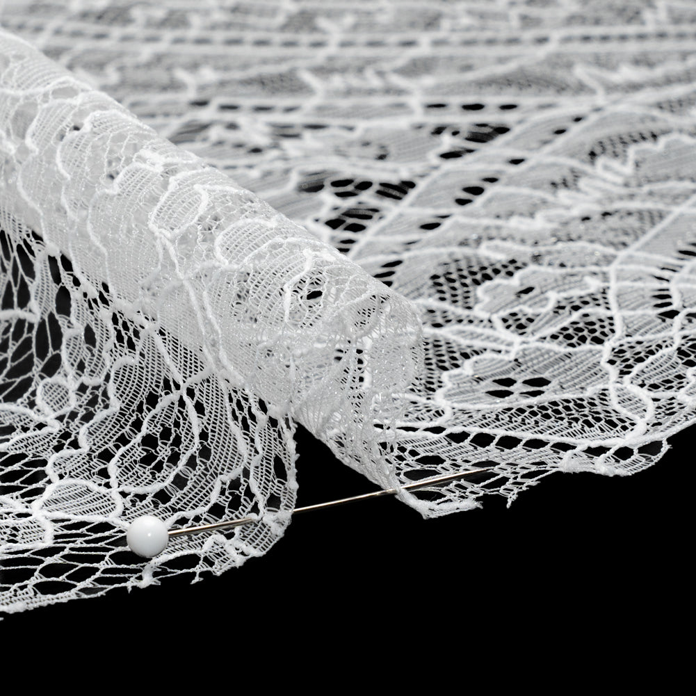 Re-Embroidered Chantilly Lace - White Floral Baskets