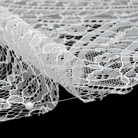 Re-Embroidered Chantilly Lace - White Floral Baskets