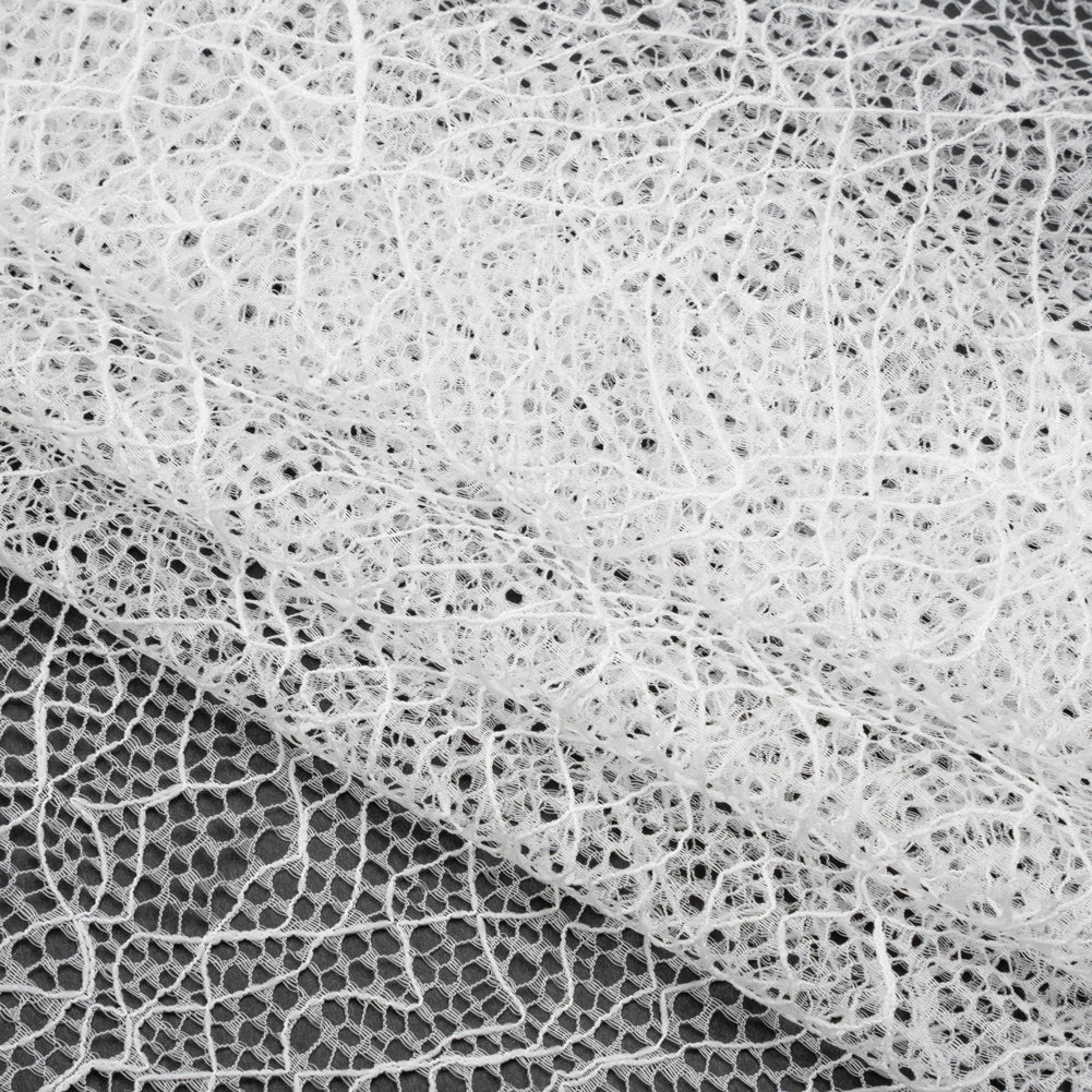 Re-Embroidered Lace - White Abstract Net