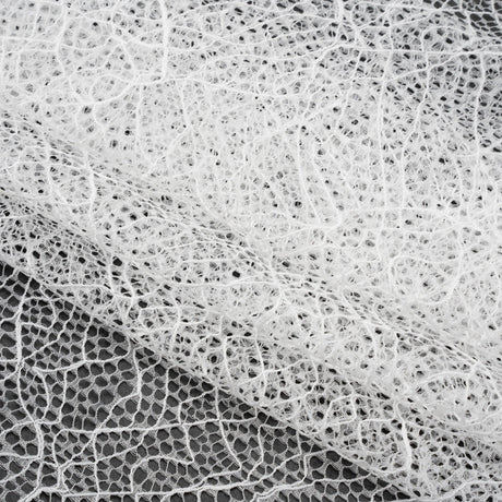 Re-Embroidered Lace - White Abstract Net