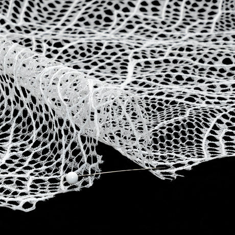 Re-Embroidered Lace - White Abstract Net