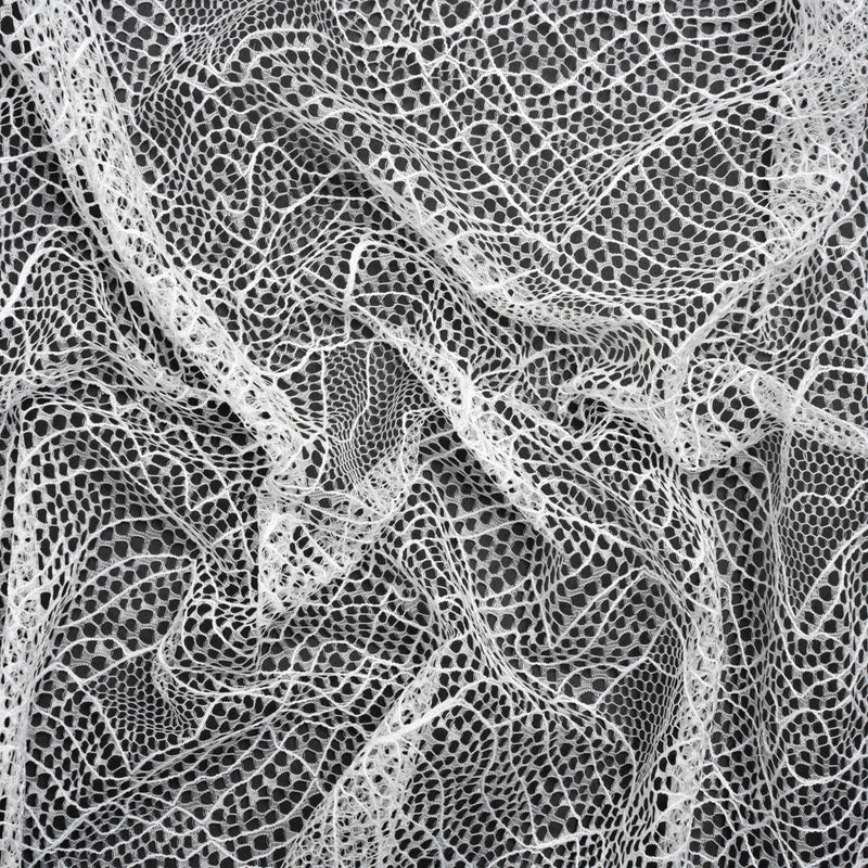 Re-Embroidered Lace - White Abstract Net