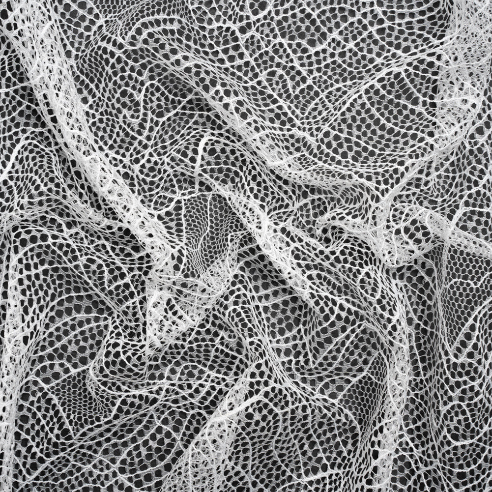 Re-Embroidered Lace - White Abstract Net