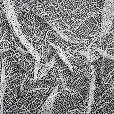 Re-Embroidered Lace - White Abstract Net