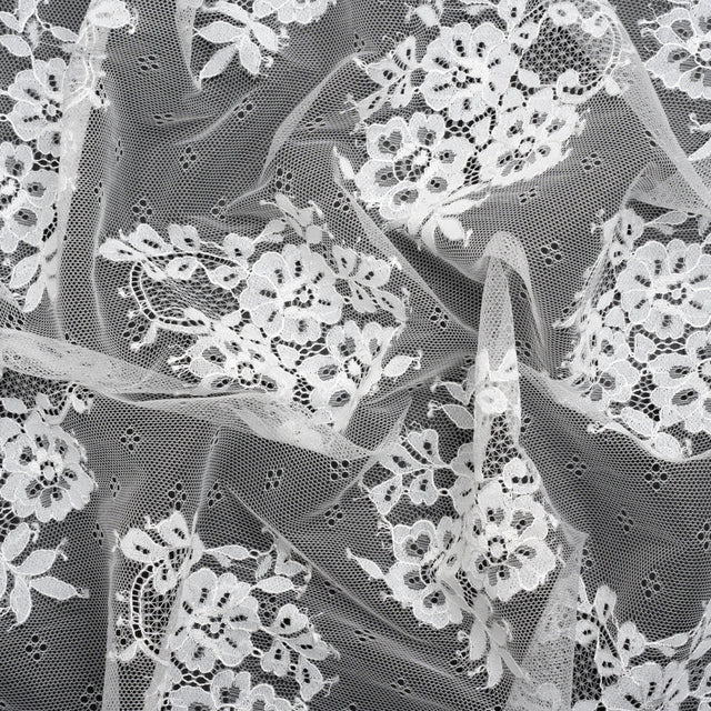 Re-Embroidered Lace - White Floral Bouquet