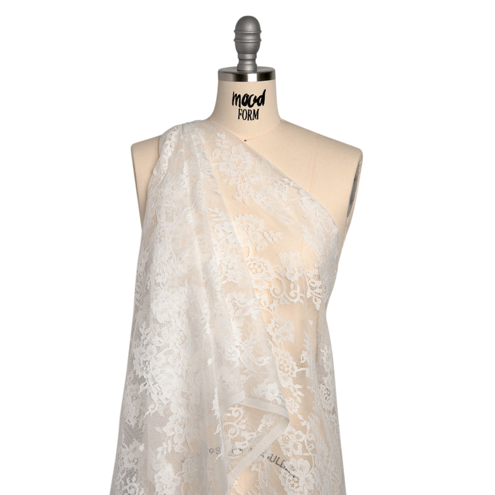 Re-Embroidered Lace - White Flowers and Leaves