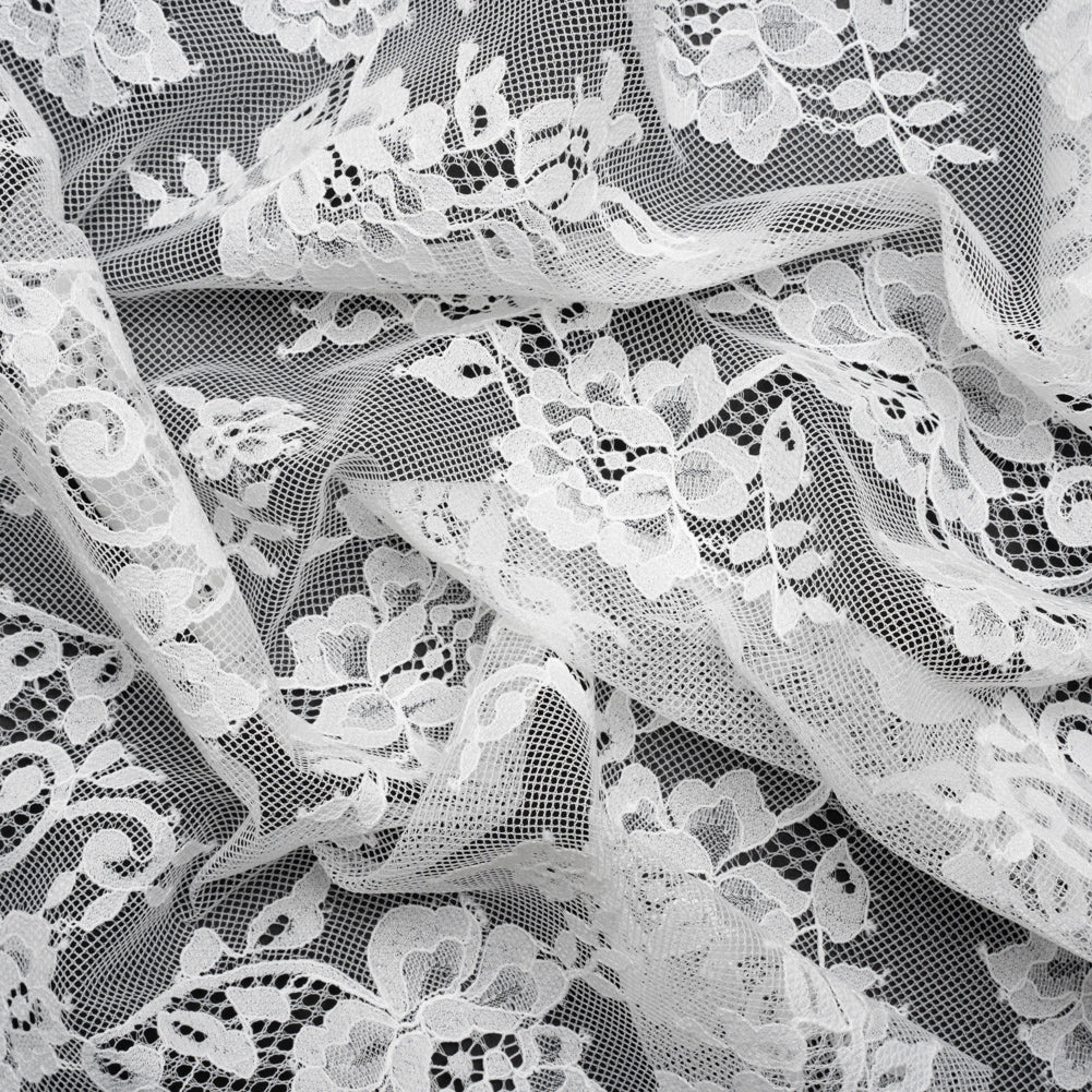 Re-Embroidered Lace - White Flowers and Leaves