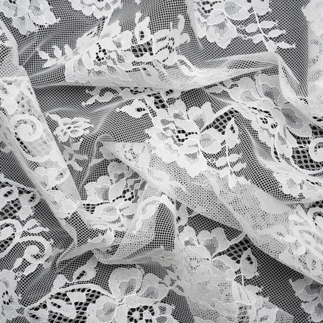 Re-Embroidered Lace - White Flowers and Leaves