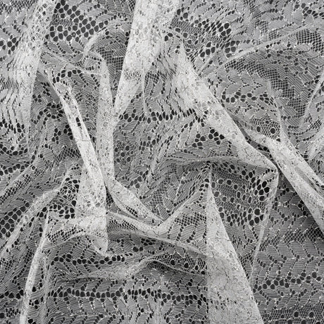 Metallic Lace - Silver and White Waves and Leaves