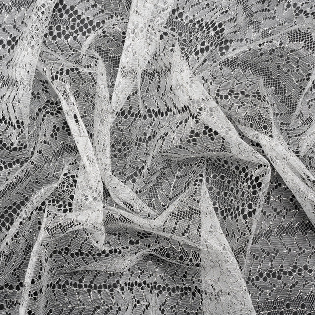 Metallic Lace - Silver and White Waves and Leaves