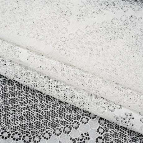 Lace with Finished Edges - White Abstract Scallops