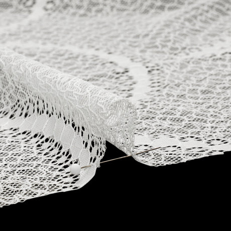 Lace with Finished Edges - White Abstract Scallops