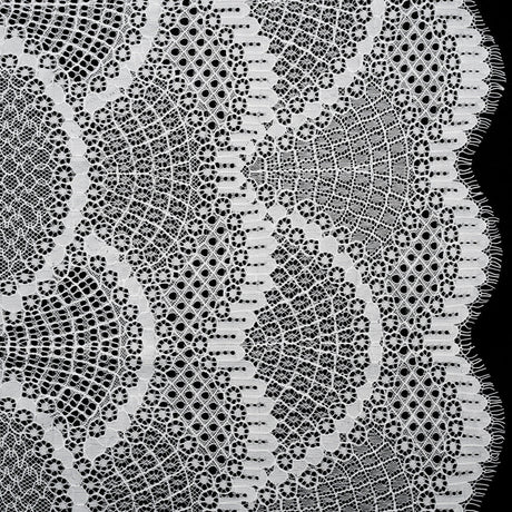 Lace with Finished Edges - White Abstract Scallops