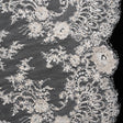 Embroidered Lace with Beading, Sequins, and Finished Edges - Off White Floral